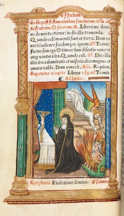 印刷された時間の本ローマの使用：fol。 84v、祈りのドミニカ修道女、1510年。 作： Guillaume Le Rouge