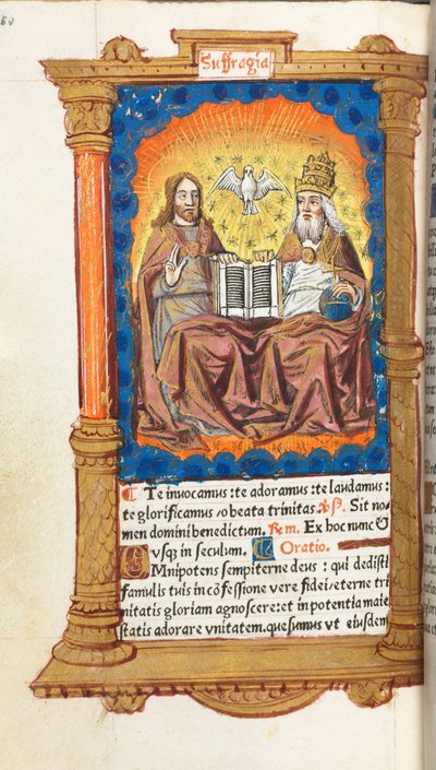 印刷された時間の本ローマの使用：fol。 94v、トリニティ、1510。 作： Guillaume Le Rouge