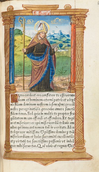 印刷された時間の本ローマの使用：fol。 96r、セントオーガスティン、1510年。 作： Guillaume Le Rouge