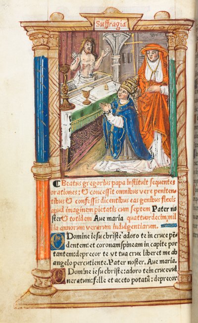 ローマの印刷された時間の使用：fol。聖グレゴリーの質量、9610年、1510年。 作： Guillaume Le Rouge