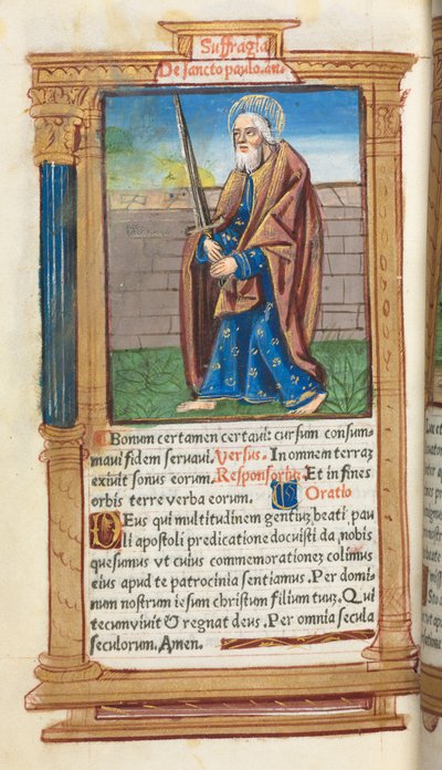 印刷された時間の本ローマの使用：fol。 99v、セントポール、1510年。 作： Guillaume Le Rouge