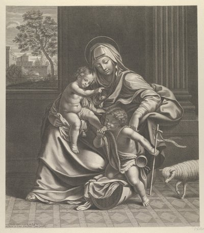 幼子キリストを膝の上に座らせた聖母..., ca. 1650-1704。 作： Guillaume Vallet