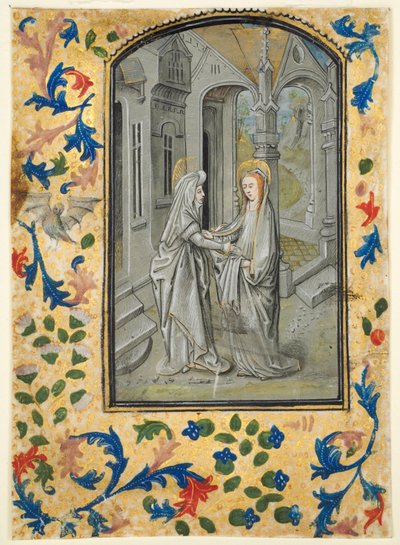 ブックからの葉：羊飼いへの受胎告知、c。 1470-1480。 作： Guillaume Vrelant