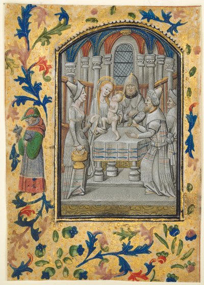 ブックからの葉：訪問、c。 1470-1480。 作： Guillaume Vrelant
