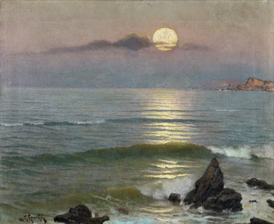 Moonlight - Gomez Gil, Guillermo (1862-1942) - c. 1910 - キャンバスに油彩 - 43x53 - カルメン・ティッセン美術館、マラガ 作： Guillermo Gomez y Gil
