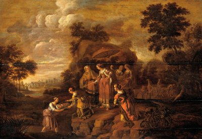 ファラオの娘がラッシュバスケットでモーセを発見 作： Guilliam du Gardijn