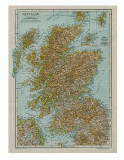 スコットランドの地図、c1910 作： Gull Engraving Company
