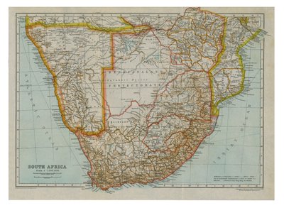 南アフリカ南部の地図、c1910 作： Gull Engraving Company