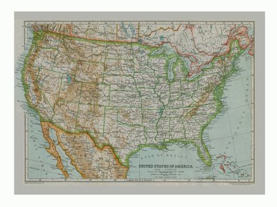 アメリカ合衆国、c1910の地図 作： Gull Engraving Company