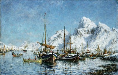 ソルベルの港から（キャンバスに油彩） 作： Gunnar Berg