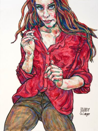 シンボルを送信する女性の肖像 作： Gunter Langer