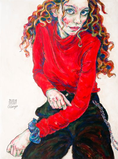 女性の肖像、炎 作： Gunter Langer