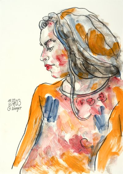 女性のポートレート、私は家にいました 作： Gunter Langer