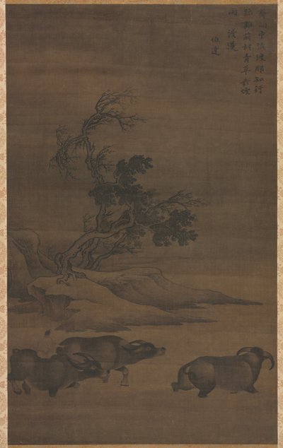 風景の中の群れとバッファロー 作： Guo Min
