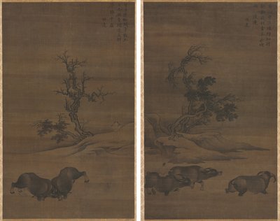風景の中の群れとバッファロー 作： Guo Min