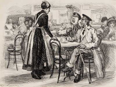 おそらく第一次世界大戦の漫画、パンチ、1916年（紙にインクをペン） 作： Gurnell Charles Jennis