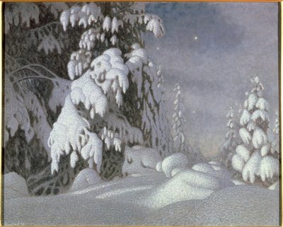 冬の月明かり 作： Gustaf Edolf Fjaestad
