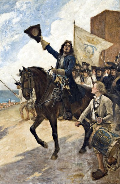 Grande guerre du Nord (1700-1721) : Magnus Stenbock (1665-1717), feld marechal suedois, a la bataille de Helsinborg 作： Gustaf Olaf Cederstrom