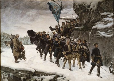 Le transport du corps du roi Charles (Carl) XII de Suede (1682-1718) - Bringing the body of King Charles XII of Sweden - Cederstroem, Gustaf (1845-1933) - 1884 - 油彩・キャンバス - 265x371 - Nationalmuseum Stockholm 作： Gustaf Olaf Cederstrom