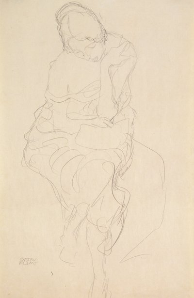 正面から腰掛け 作： Gustav Klimt