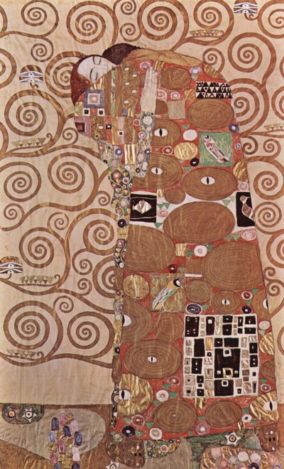 抱擁-ブリュッセルのストクレット宮殿の壁のフリーズのデザイン、詳細 作： Gustav Klimt