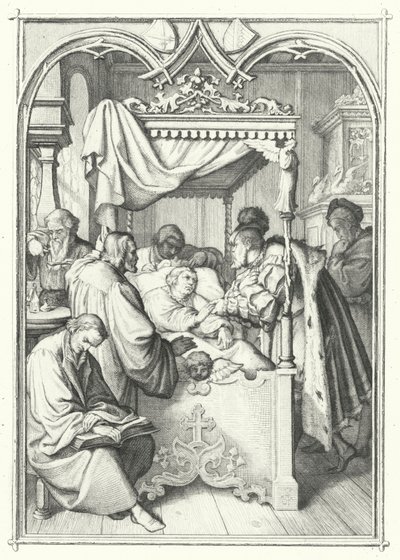入院中のマルティン・ルターを見舞うザクセン選帝侯ヨハネ（エングレービング 作： Gustav Ferdinand Leopold Konig