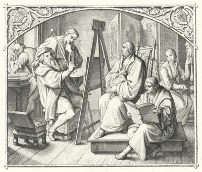 ルーカス・クラナッハ長老の絵のために座るマルティン・ルター（彫刻作品 作： Gustav Ferdinand Leopold Konig