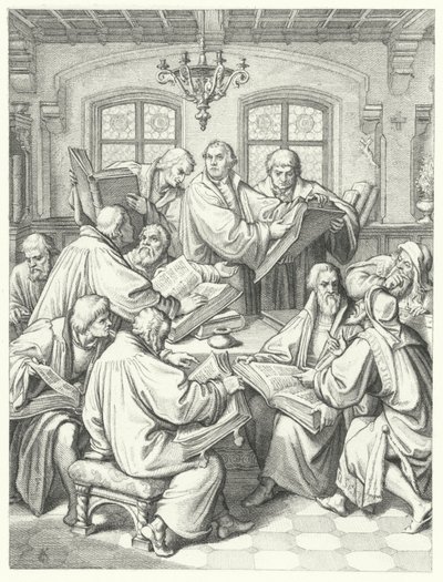 バイブルをドイツ語に翻訳するマルティン・ルター（彫刻作品 作： Gustav Ferdinand Leopold Konig