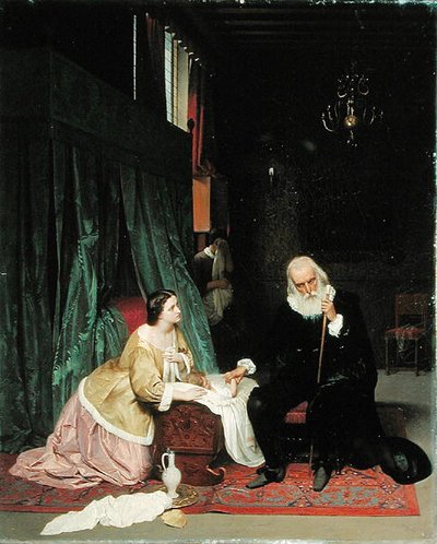医者の訪問、1859 作： Gustav Jakovlevich Budkovsky