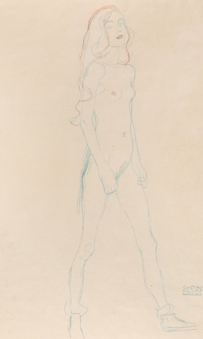 裸の少女、c。 1917年。 作： Gustav Klimt
