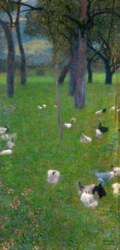 セントアガサの鶏がいるレインガーデンの後、1898 作： Gustav Klimt