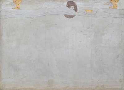 ベートーヴェン・フリーズ: 幸福への憧れ - パネル 1、左側の長い壁 作： Gustav Klimt