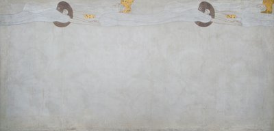 ベートーヴェン・フリーズ: 幸福への憧れ - パネル 2、左側の長い壁 作： Gustav Klimt