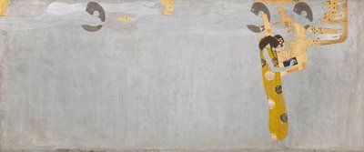 ベートーヴェン フリーズ: 幸福への憧れは詩に満足を見出す - プレート 7、右の長い壁 作： Gustav Klimt