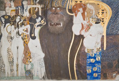 ベートーベン フリーズ: 敵対勢力 - パネル 1、前壁 作： Gustav Klimt