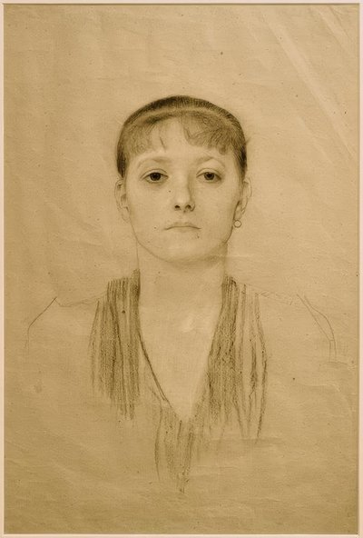 正面から見た女の子の半身像 作： Gustav Klimt