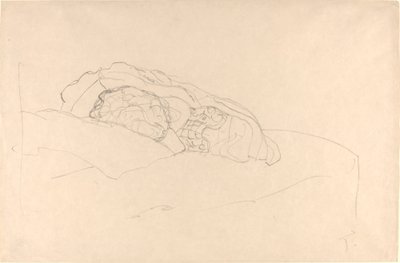 ベッドの上で丸くなった女の子 作： Gustav Klimt