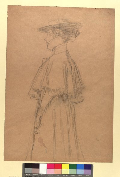 帽子とコートを着た女性 作： Gustav Klimt