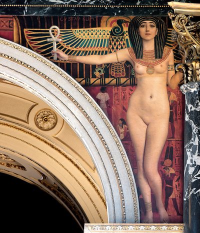 エジプト I. 大階段上のスパンドレル（ウィーン美術史美術館蔵 作： Gustav Klimt