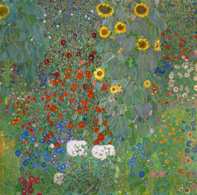 ひまわりのある農園、1905-1906 作： Gustav Klimt