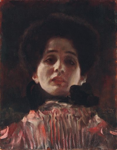 女性の顔全体の肖像;反対のダメンビルドニス、1898年頃 作： Gustav Klimt