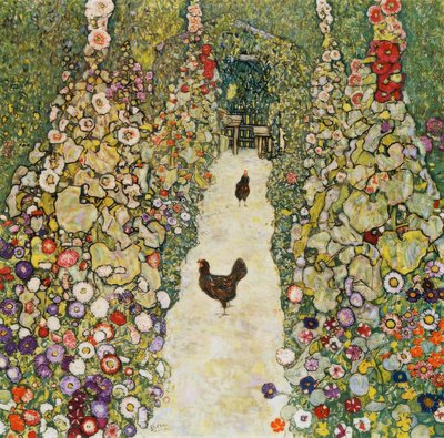 鶏と庭の小道 作： Gustav Klimt