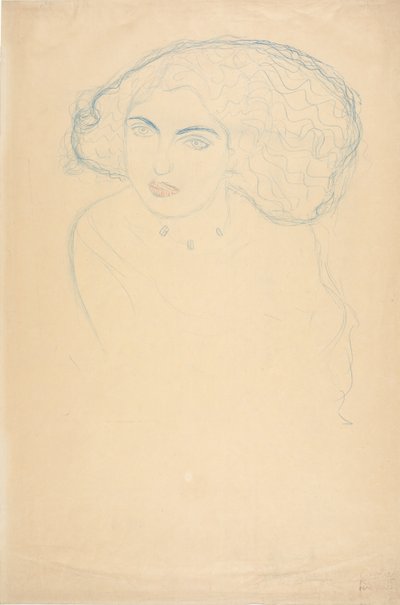 女性の頭、c。 1916年。 作： Gustav Klimt