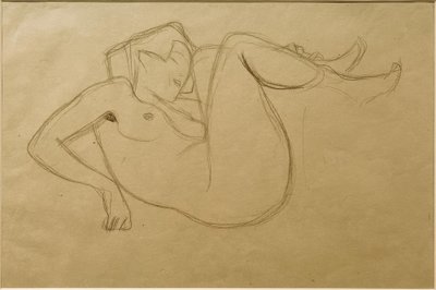 太ももを締めてしゃがみこむ少女の行動（勉強） 作： Gustav Klimt