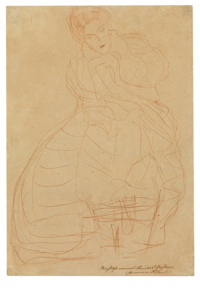 アデーレ・ブロッホ＝バウアーの肖像。馬蹄形に手をかざしたコスチューム・スタディ 作： Gustav Klimt