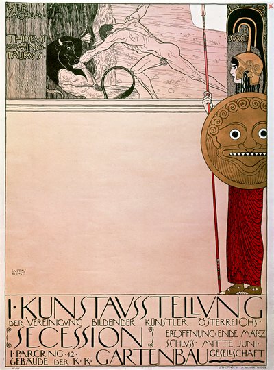セセッシオンの第1回展のポスター（テセウスとミノタウロス 作： Gustav Klimt