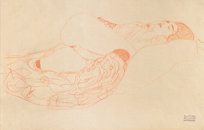 1912〜1913年、リクライニングセミヌードオナニー 作： Gustav Klimt