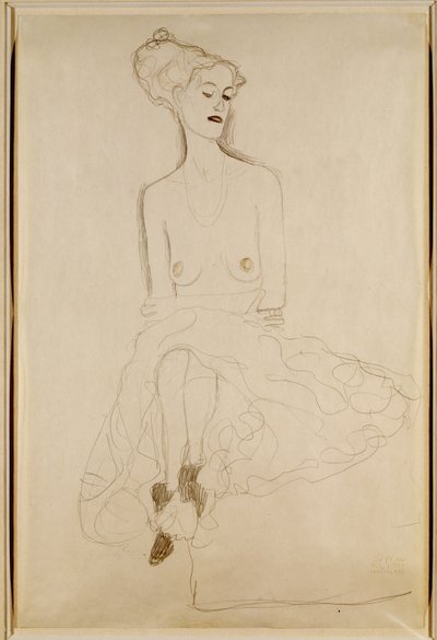 着席女性、1908 作： Gustav Klimt