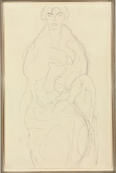 1917〜18年頃の正面から着席した女性 作： Gustav Klimt