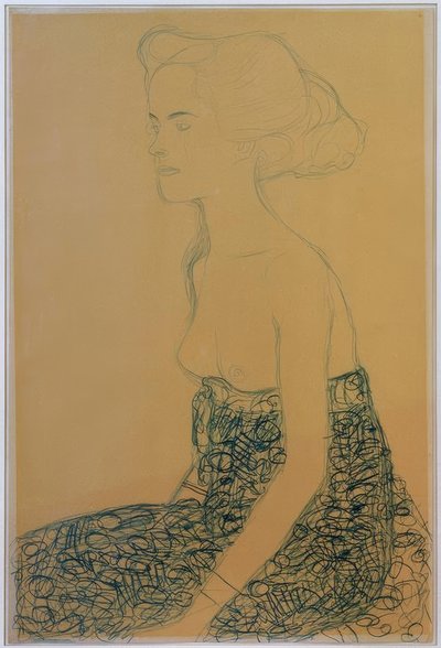 左半分に座って 作： Gustav Klimt